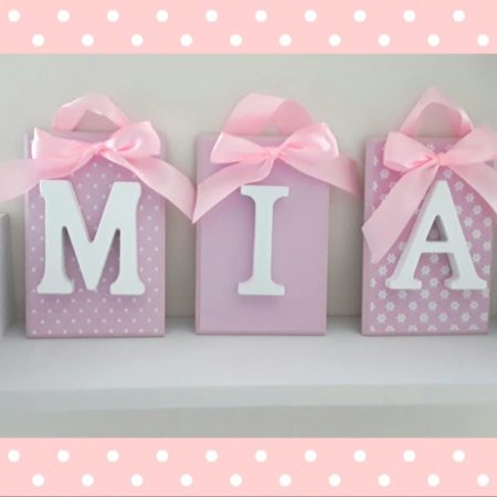 Girls Nursery Decor, Girls Nursery Wall Decor, Initial Wall Plaque, Wood Name Plaque, Wood Initial Decor