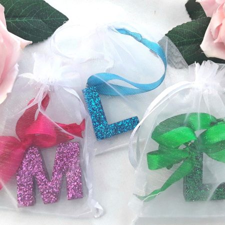 Hanging Glitter Resin Initial, Initial Tree Decoration, Letter Tree Decoration, Bauble