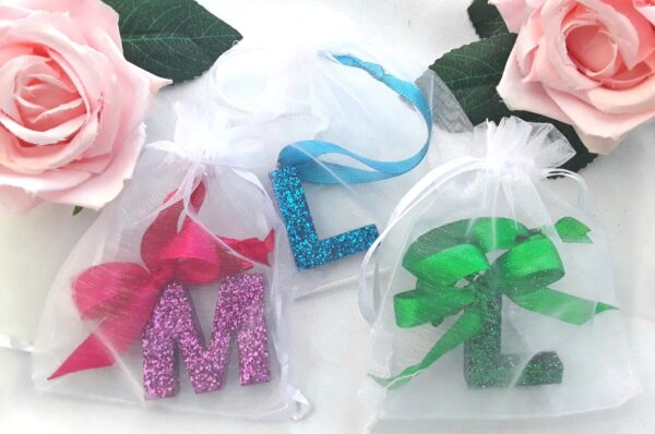Hanging Glitter Resin Initial, Initial Tree Decoration, Letter Tree Decoration, Bauble
