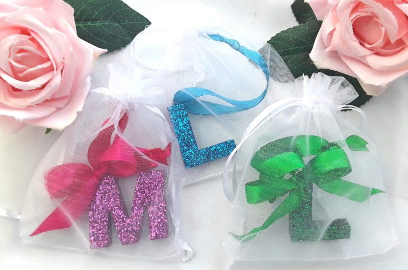 Hanging Glitter Resin Initial, Initial Tree Decoration, Letter Tree Decoration, Bauble