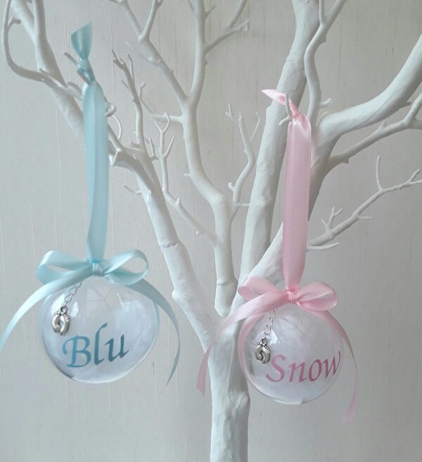 6cm Beautiful Baby Loss Bauble,Memorial Bauble, Personalised Christmas Memory Bauble, Baby Loss Feat