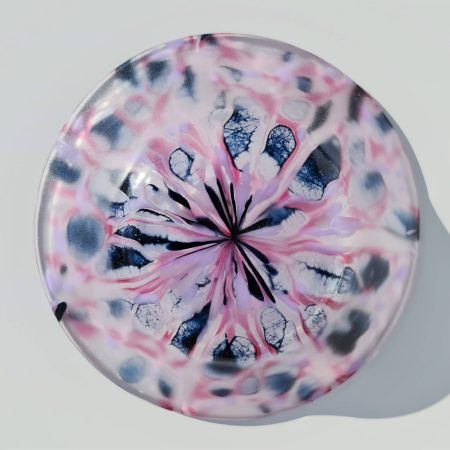 Fused glass orchid bowl