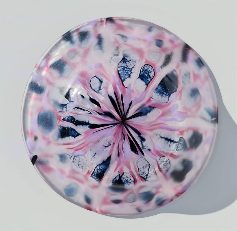 Fused glass orchid bowl