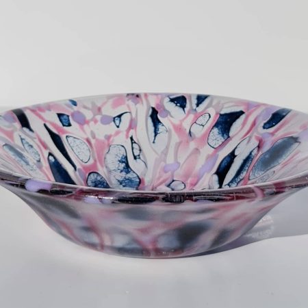 Fused glass orchid bowl