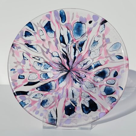 Fused glass orchid bowl