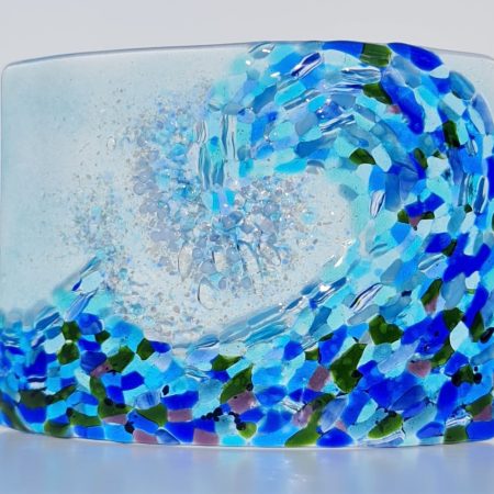 Fused glass Crashing Wave freestanding curve