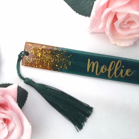 Personalised resin bookmark, resin glitter bookmark, resin bookmark gift, book lover gift,