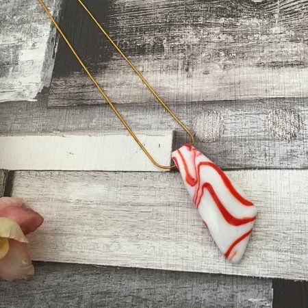 Glass pendant and gold plated snake chain