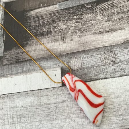 Glass pendant and gold plated snake chain