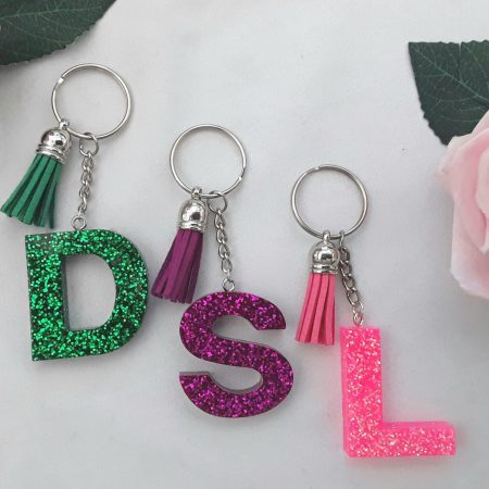 4cm Resin initial keyring, resin glitter initial keyring,resin initial keychain, resin letter keyring, resin letter keychain