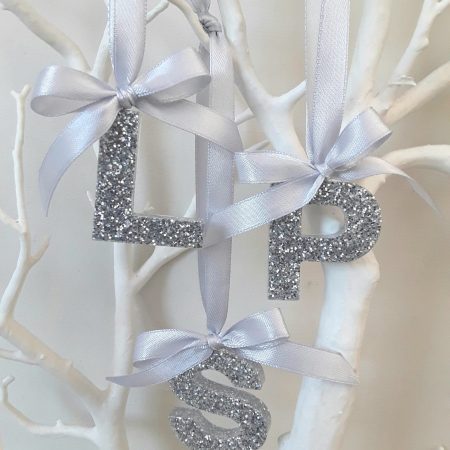 Hanging Glitter Resin Initial, Initial Tree Decoration, Letter Tree Decoration, Bauble