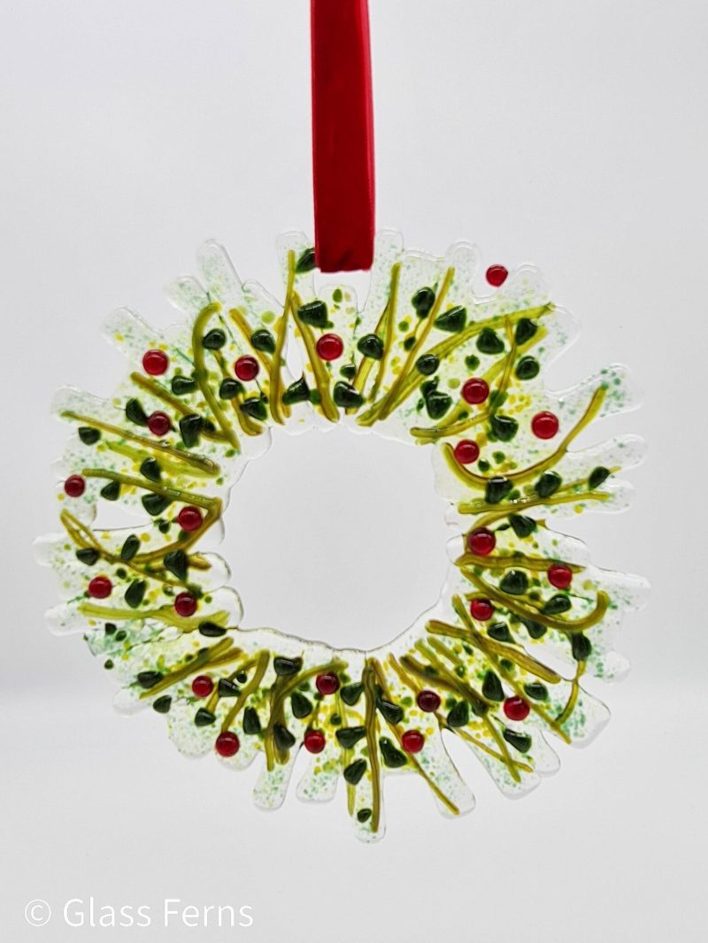 Fused Glass berry hanging wreath