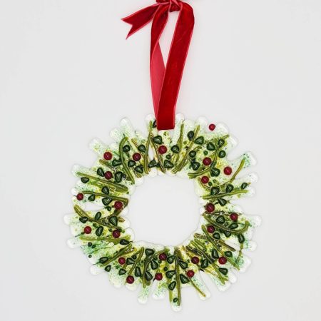 Fused Glass berry hanging wreath