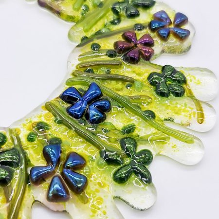 Fused Glass Iridescent Flower Wreath