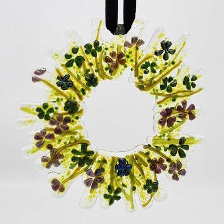 Fused Glass Iridescent Flower Wreath