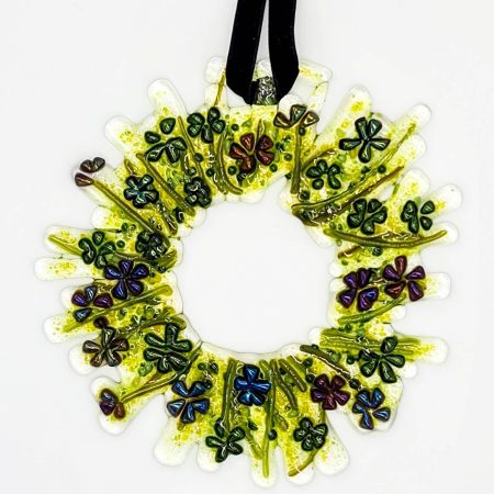 Fused Glass Iridescent Flower Wreath