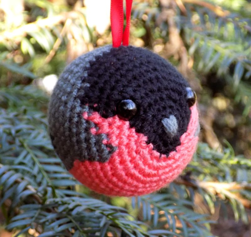 Bullfinch (male) crocheted tree decoration - ready to ship