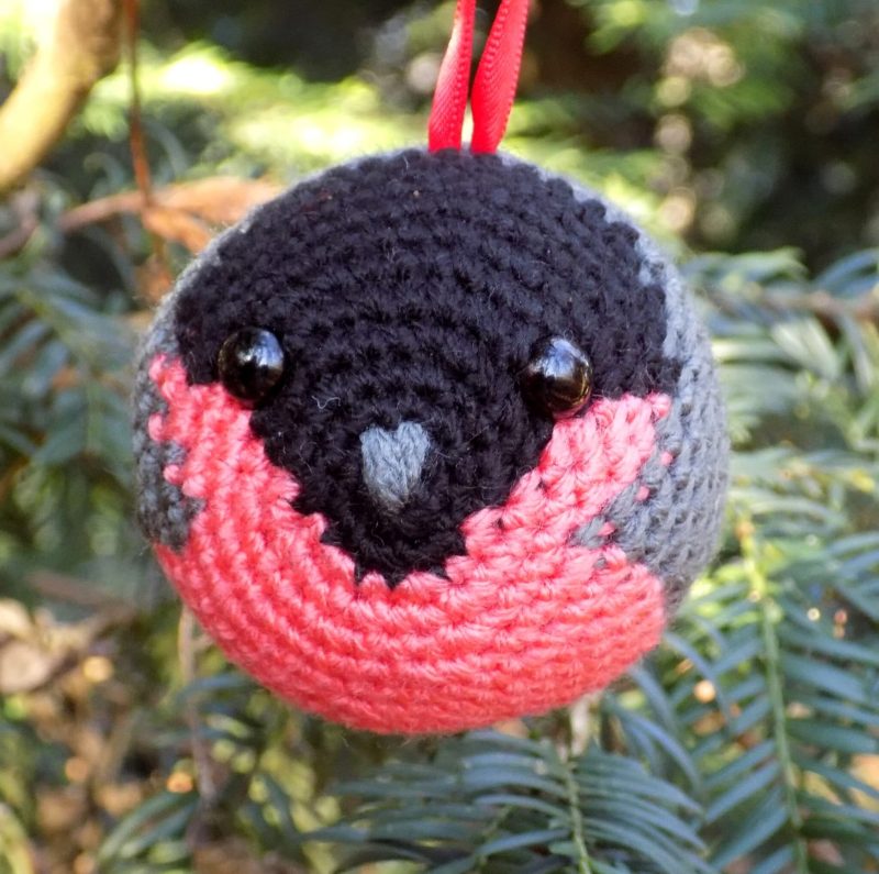 Bullfinch (male) crocheted tree decoration - ready to ship