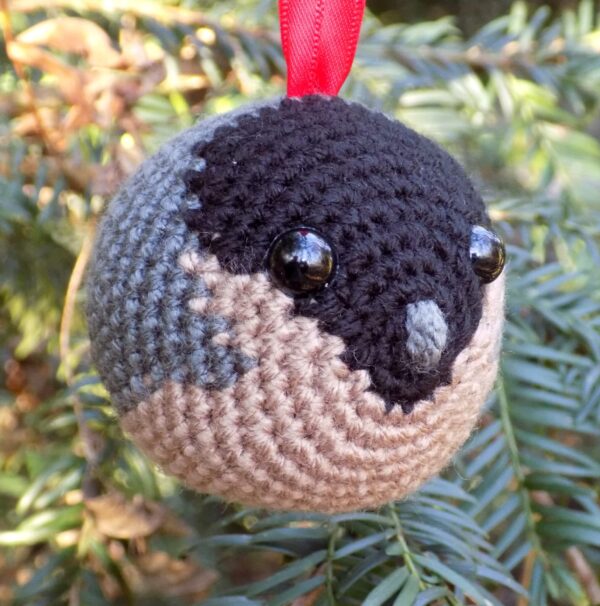 Bullfinch (female) crocheted tree decoration - ready to ship