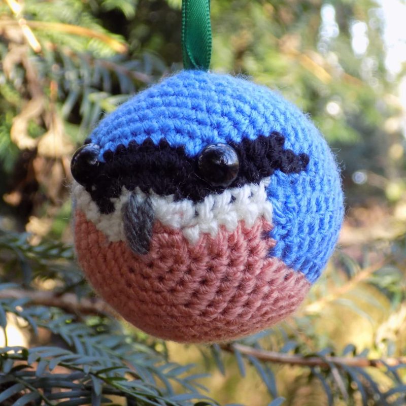 Nuthatch crocheted tree decoration - ready to ship
