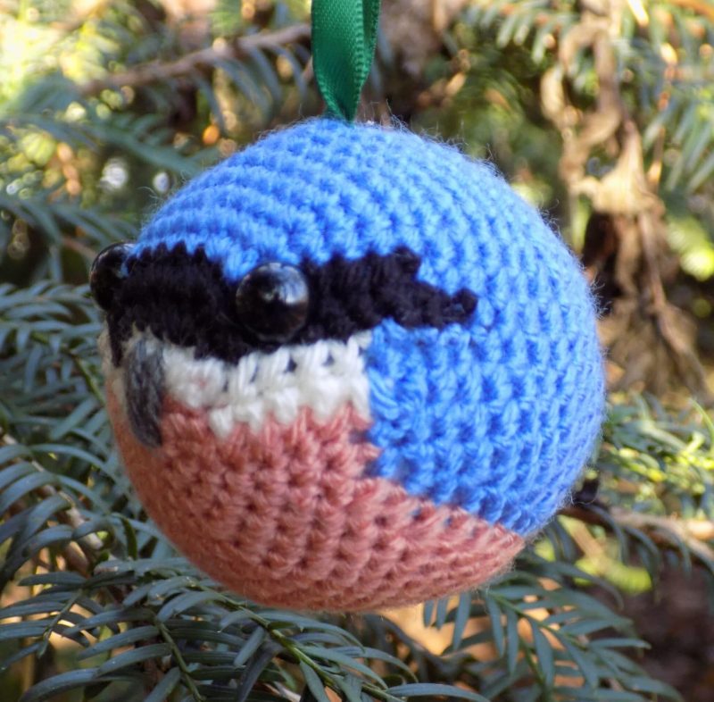 Nuthatch crocheted tree decoration - ready to ship