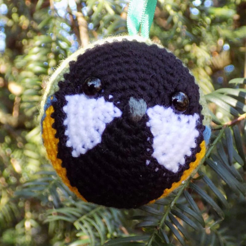 Great Tit crocheted tree decoration - ready to ship