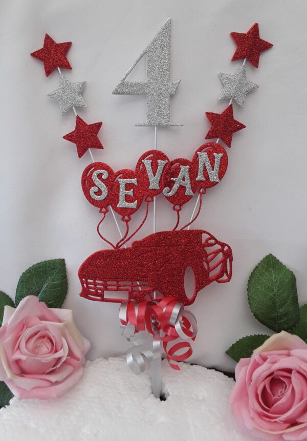 Personalised Sports Car Cake Topper, Glitter sports car cake topper
