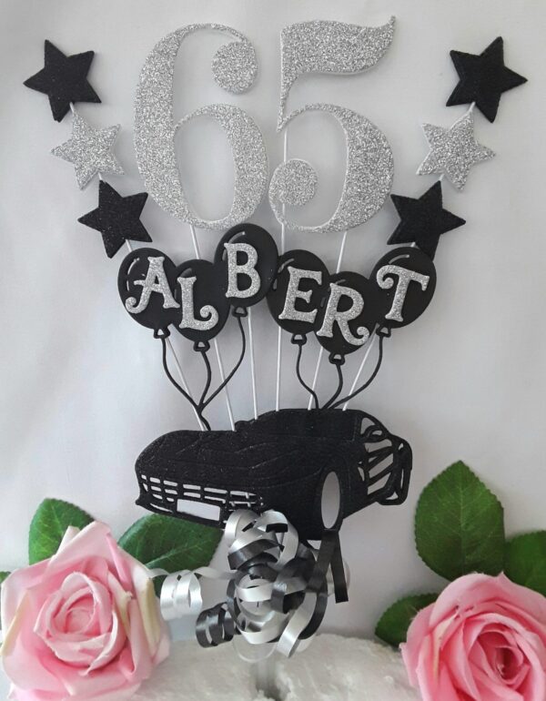 Personalised Sports Car Cake Topper, Glitter sports car cake topper