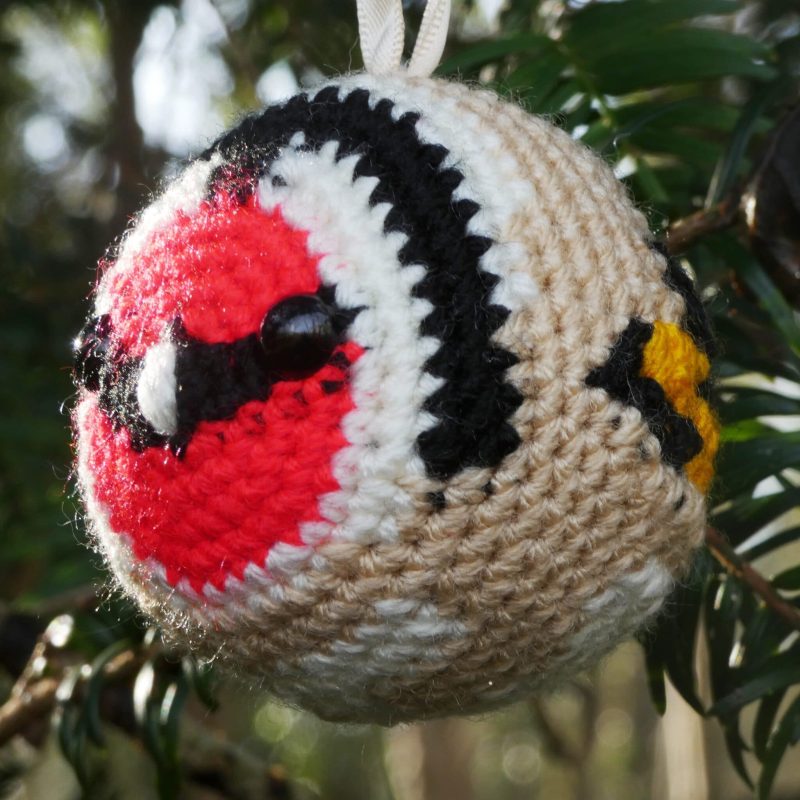 Goldfinch crocheted tree decoration - ready to ship