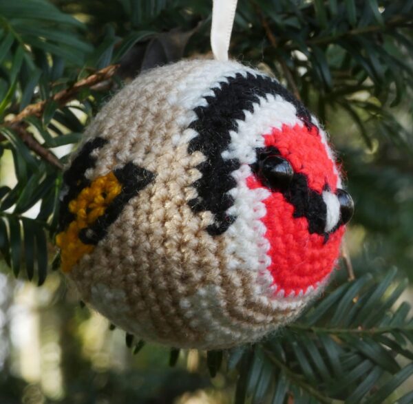 Goldfinch crocheted tree decoration - ready to ship