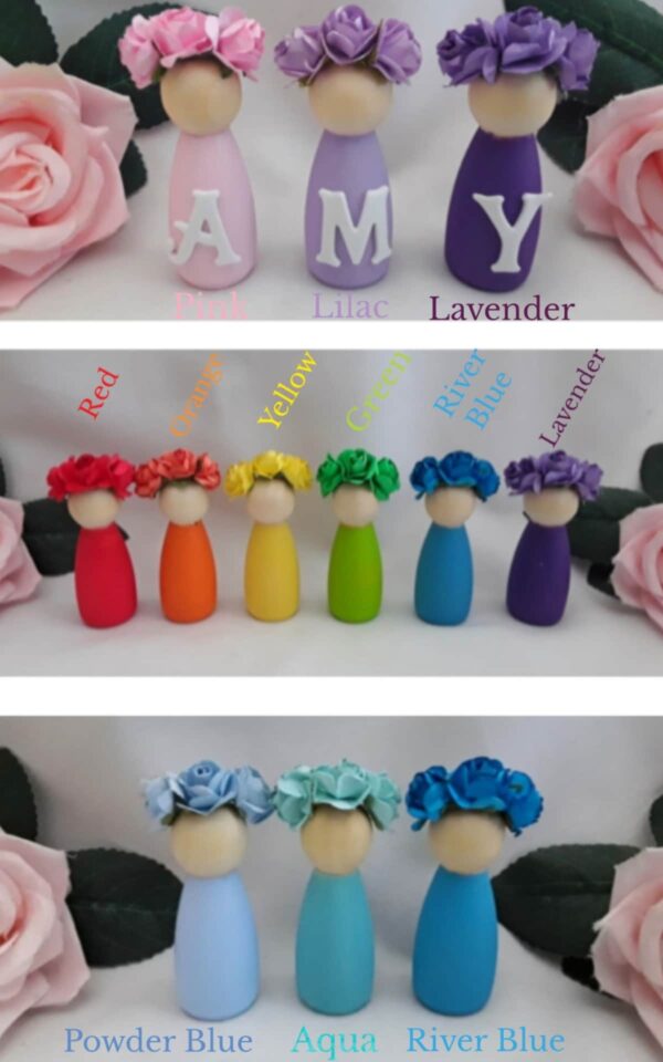 Personalised Wooden Peg Dolls, New Baby Gift, Personalised Nursery Decor