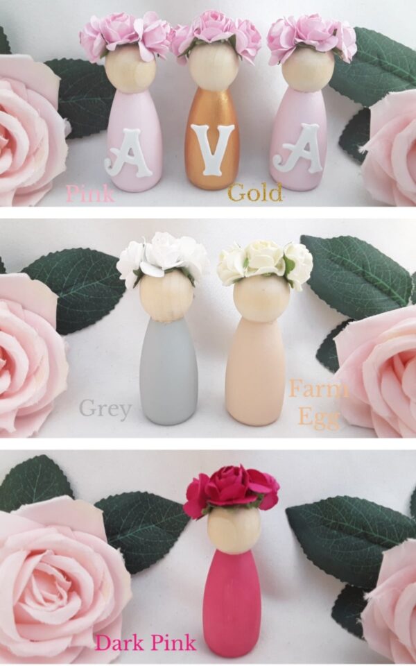Personalised Wooden Peg Dolls, New Baby Gift, Personalised Nursery Decor