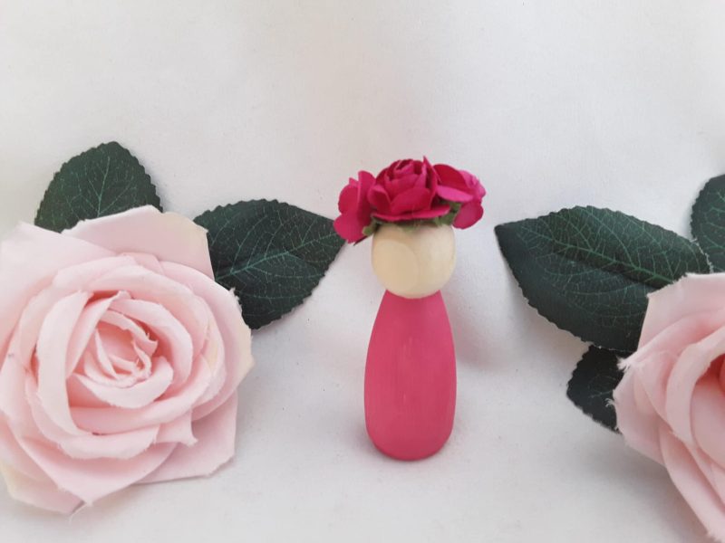 Personalised Pink & Grey Wooden Peg Dolls,New Baby Gift,Flowergirl Gift,Personalised Nursery Decor