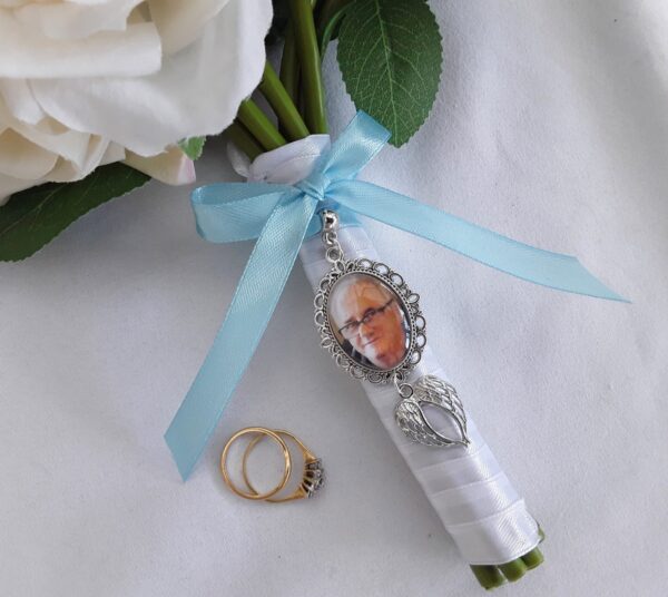 Personalised Angel Wings Bridal Bouquet Photo Memory Charm