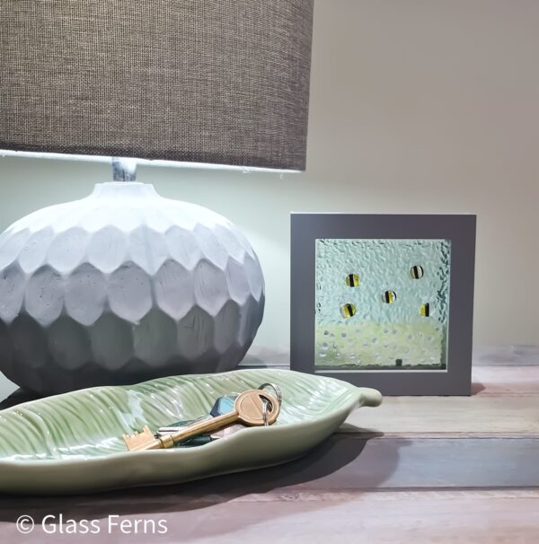 Bee pasture panel fused glass art