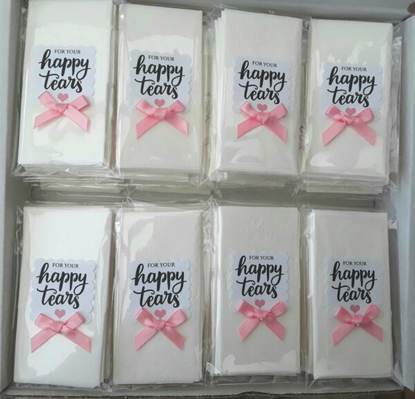 Wedding Happy tears tissues, wedding happy tears tissues, wedding guest tissues, wedding tissue pkt