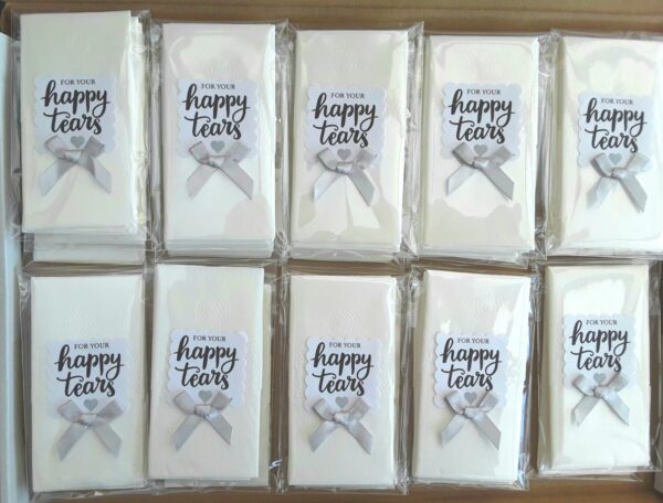 Wedding Happy tears tissues, wedding happy tears tissues, wedding guest tissues, wedding tissue pkt