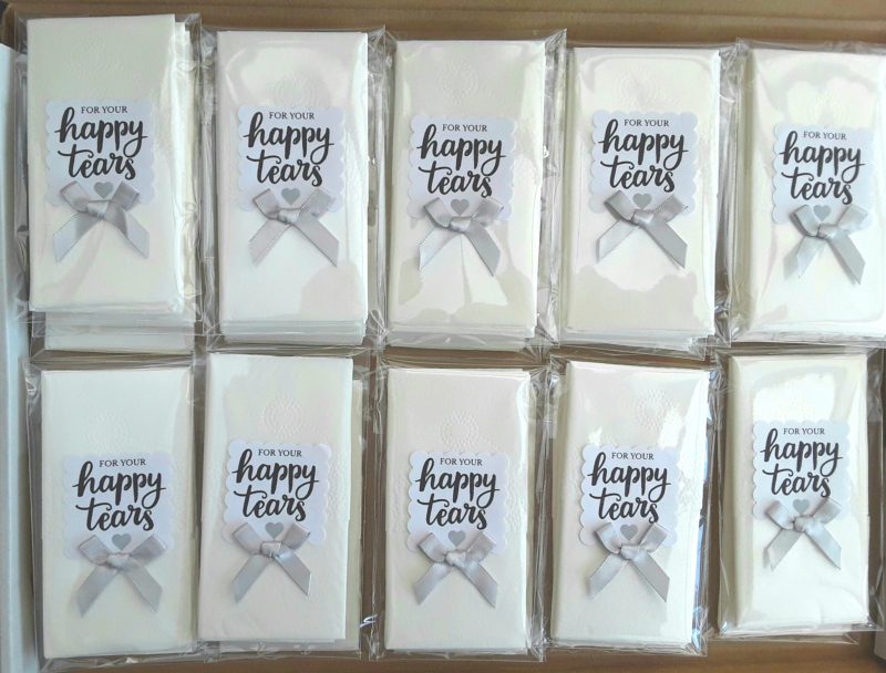 Wedding Happy tears tissues, wedding happy tears tissues, wedding guest tissues, wedding tissue pkt