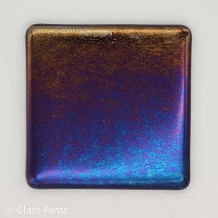 Fused glass amethyst colour coaster with iridescent finish