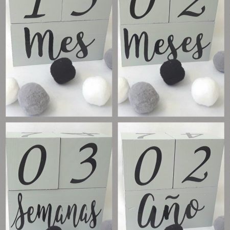Spanish Milestone Baby Wood Blocks, wood blocks, painted milestone blocks