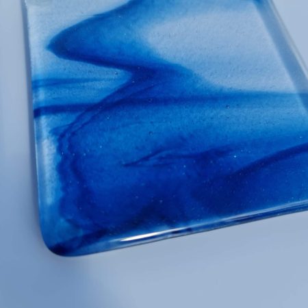 Fused glass streaky aventurine blue colour coaster
