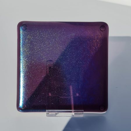 Fused glass amethyst colour coaster