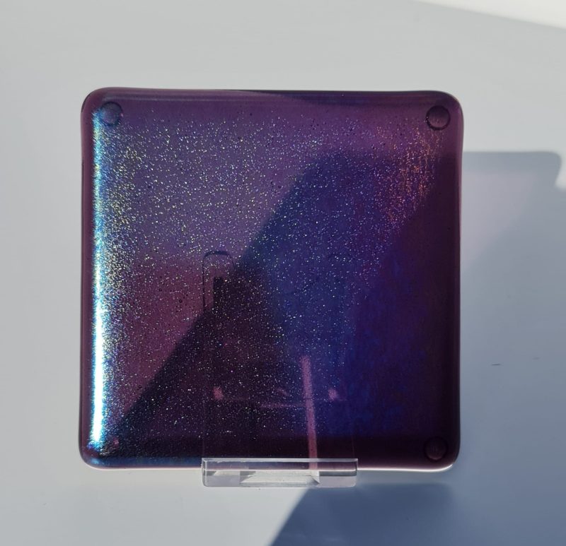 Fused glass amethyst colour coaster