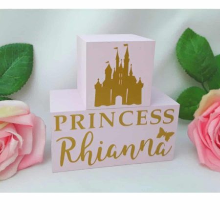 Princess Wood Blocks, New Baby Gift, Princess Nursery Decor, Girls Princess Room