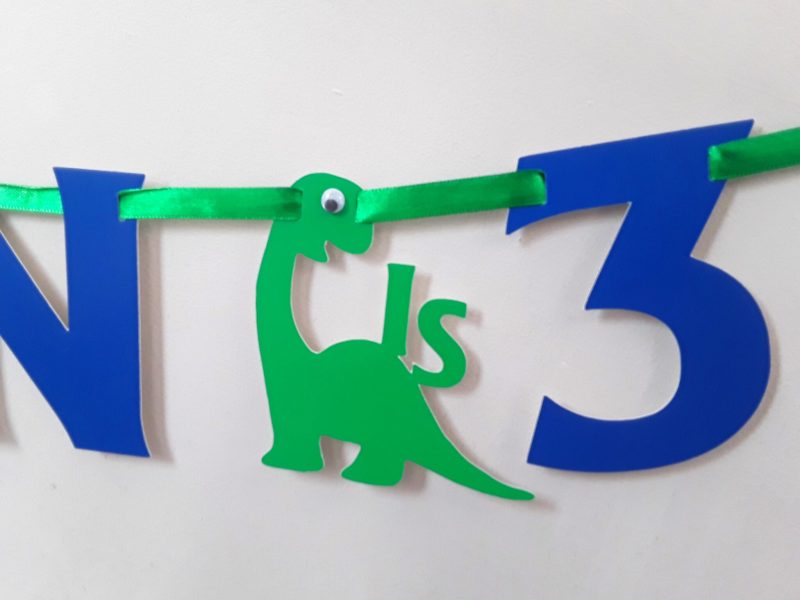 Personalised Dino Bunting, ANY AGE Dino Party, Dinosaur Bunting, Dino Room Decor