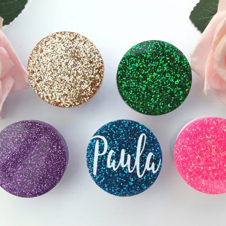Personalised Glitter mobile phone grip, 17 Glitter colours