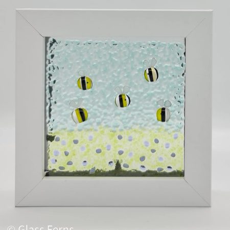Bee pasture panel fused glass art