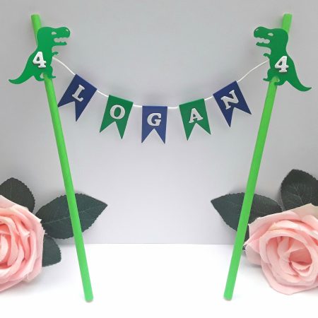 Personalised Dino Bunting Cake Topper, Dinosaur cake bunting topper
