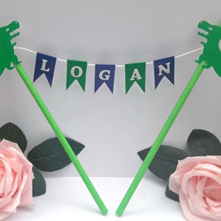 Personalised Dino Bunting Cake Topper, Dinosaur cake bunting topper
