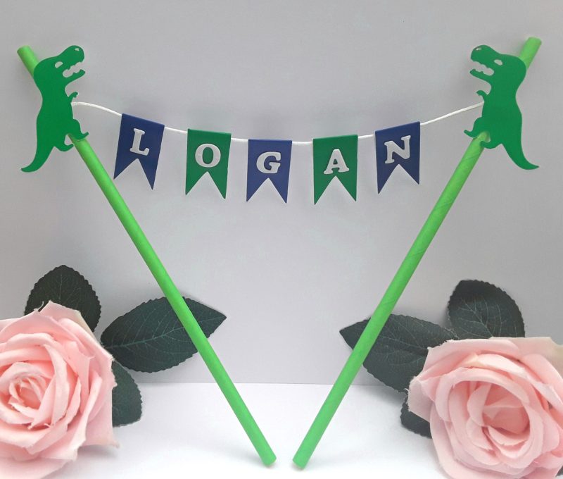 Personalised Dino Bunting Cake Topper, Dinosaur cake bunting topper